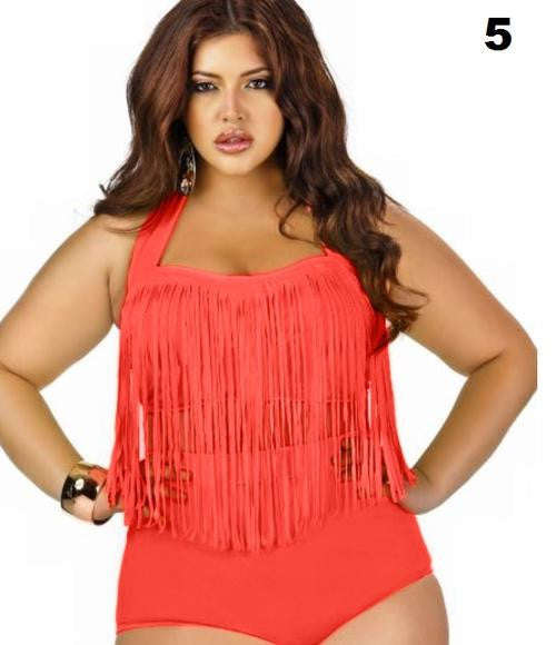 Plus size high waisted tassel bikini set - 3XL / 5