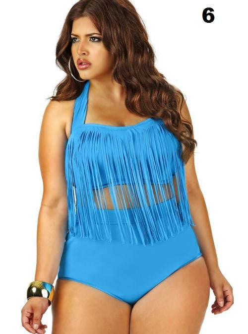 Plus size high waisted tassel bikini set - 3XL / 6