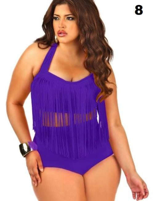 Plus size high waisted tassel bikini set - 3XL / 8