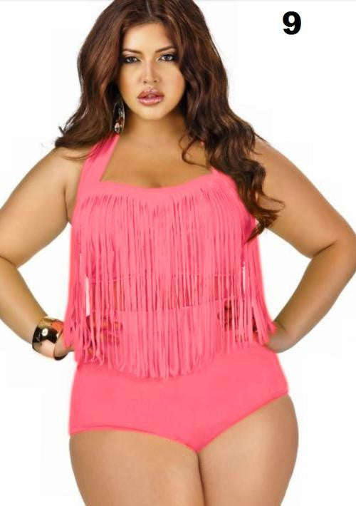 Plus size high waisted tassel bikini set - XL / 9