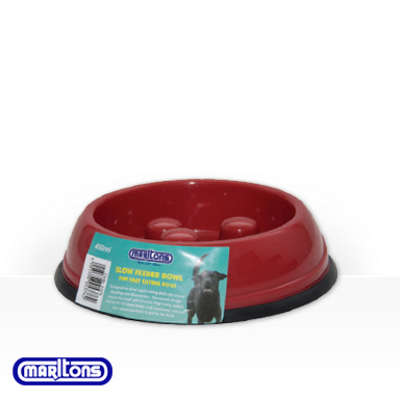 Marltons Plastic Slow Feeder Bowl - Red - 900ml