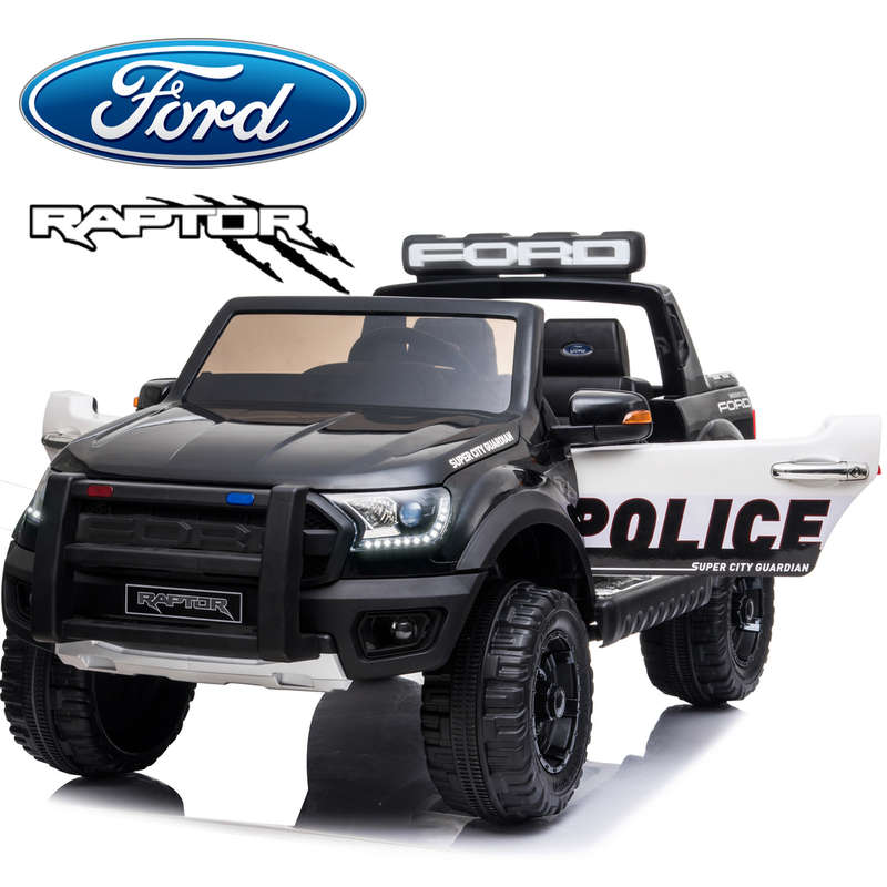 *NEW*  Police Ford Raptor  - 2 seater kids electric ride on car rubber tyres-black