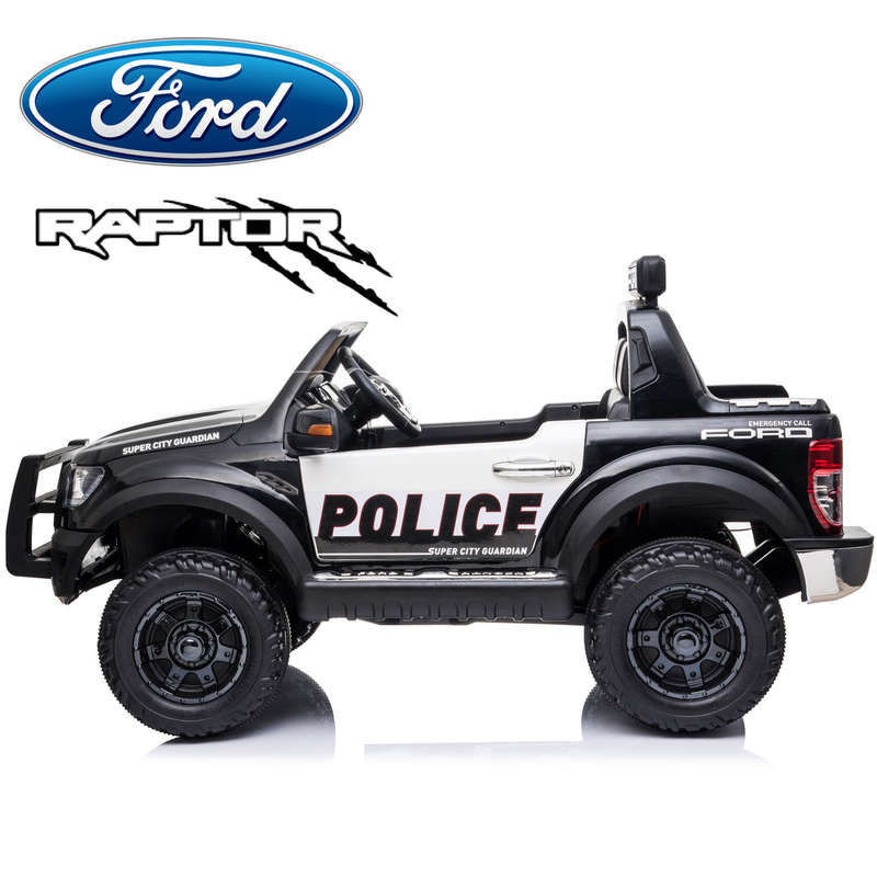 *NEW*  Police Ford Raptor  - 2 seater kids electric ride on car rubber tyres-black
