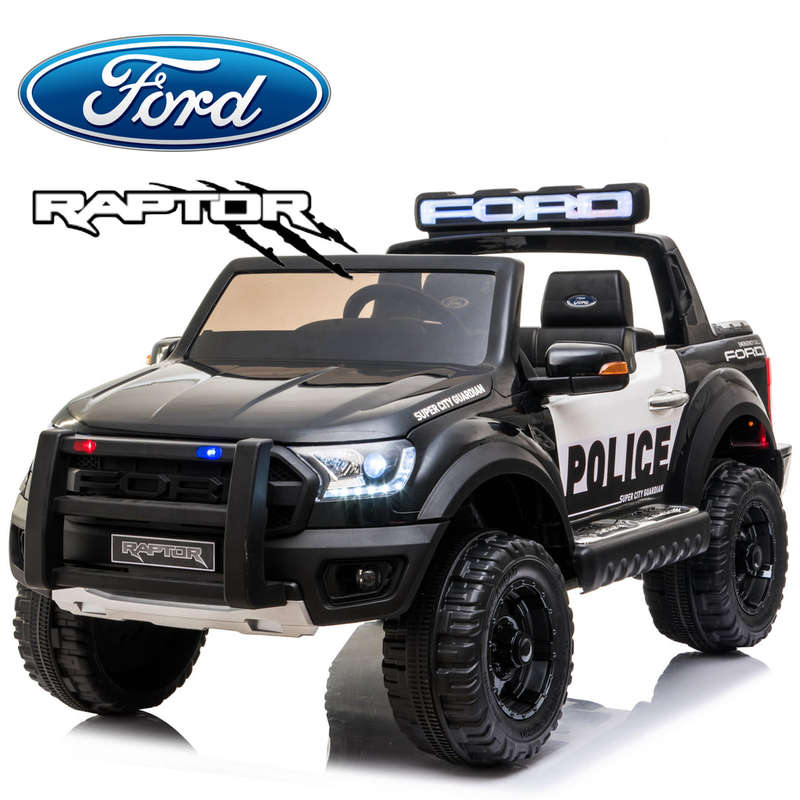 *NEW*  Police Ford Raptor  - 2 seater kids electric ride on car rubber tyres-black
