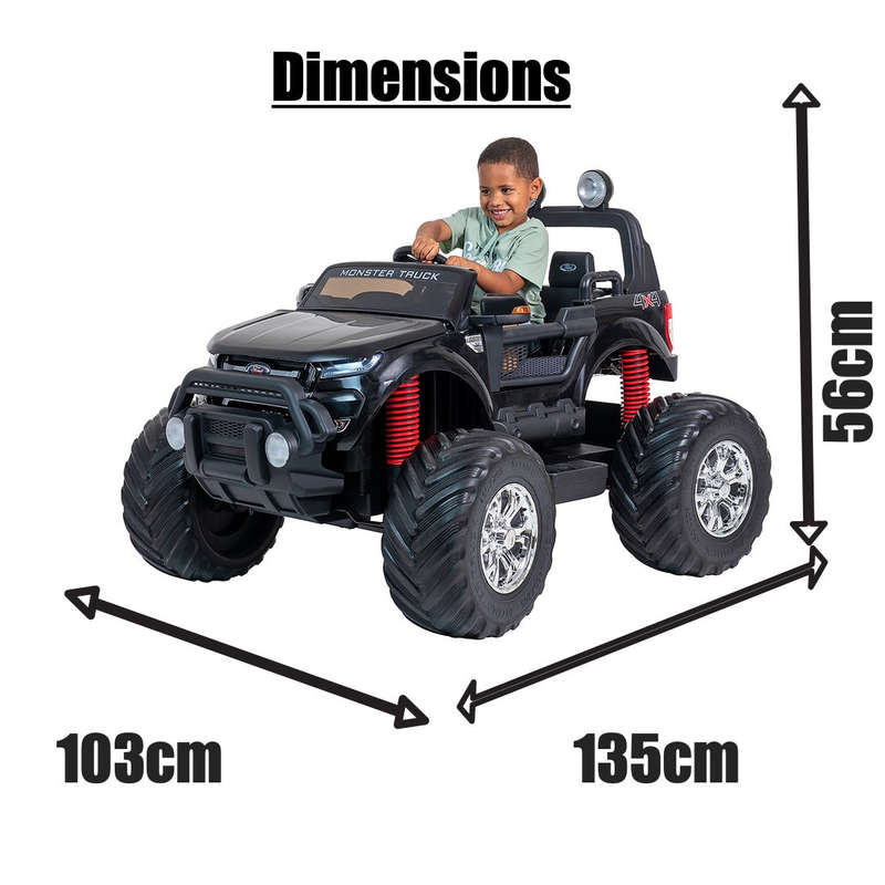 24V Ford Monster truck kids electric ride on car (Black) ride on car, 4 Wheel drive and Rubber tyres