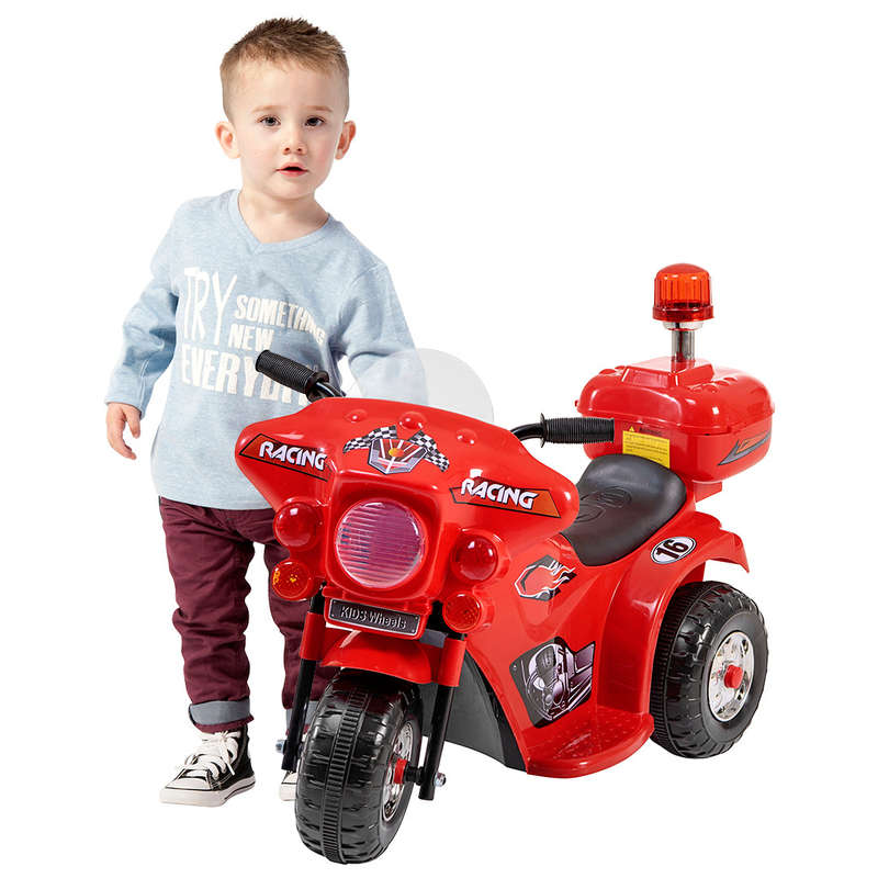 Racing motorcycle battery kids ride on- red