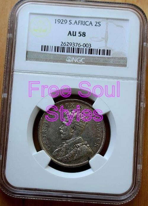 1929 2 Shilling NGC Graded AU 58 - ALMOST THERE! - Catalogue Value R20 000.00