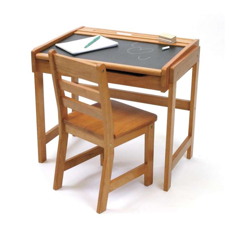 Lipper International Child's Chalkboard Desk and Chair Set, Pecan