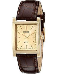Seiko Men's SUP896 Gold-Tone and Brown Leather Solar-Power Dress Watch