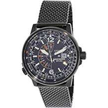 Citizen Eco-Drive Nighthawk Black Dial SS Quartz Men's Watch BJ7009-58E