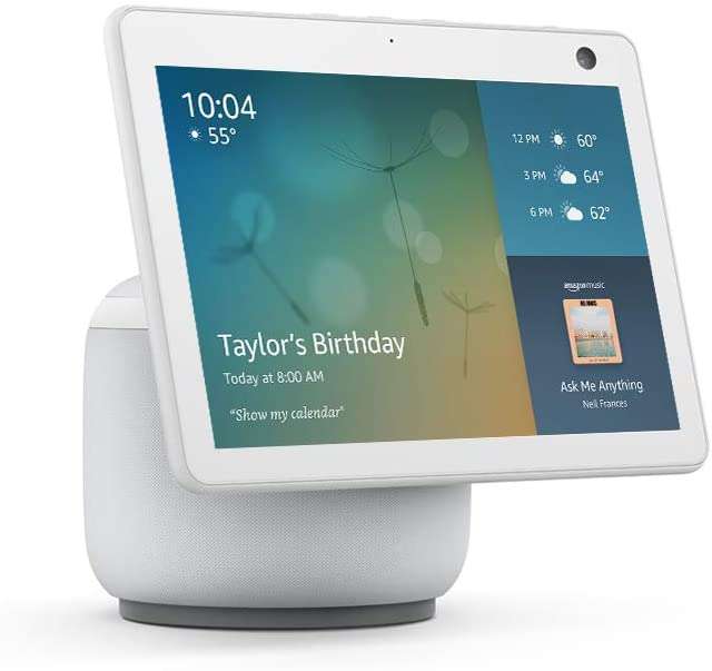 Echo Show 10 (3rd Gen) HD smart display with motion and Alexa Glacier White