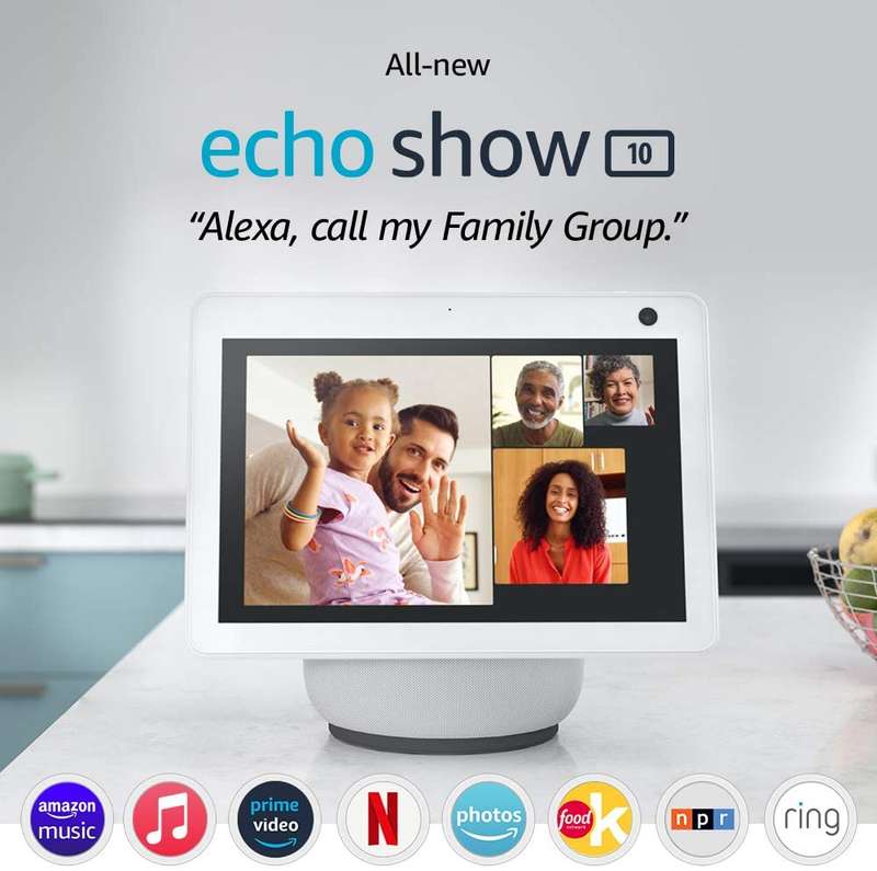 Echo Show 10 (3rd Gen) HD smart display with motion and Alexa Glacier White