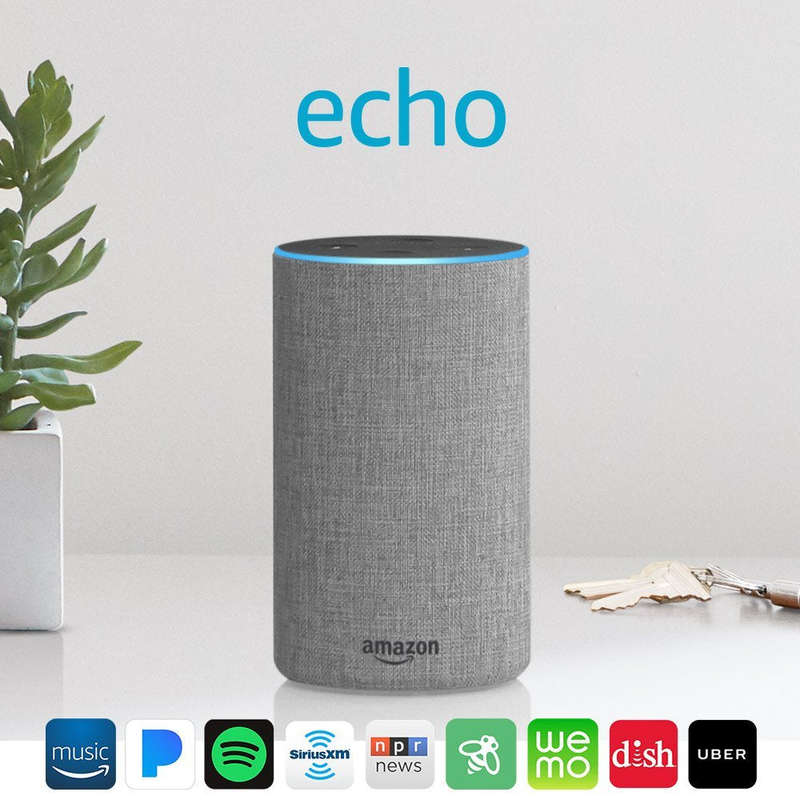 Echo - Smart speaker with Alexa - Heather Gray Fabric**FREE SHIPPING IN STOCK**