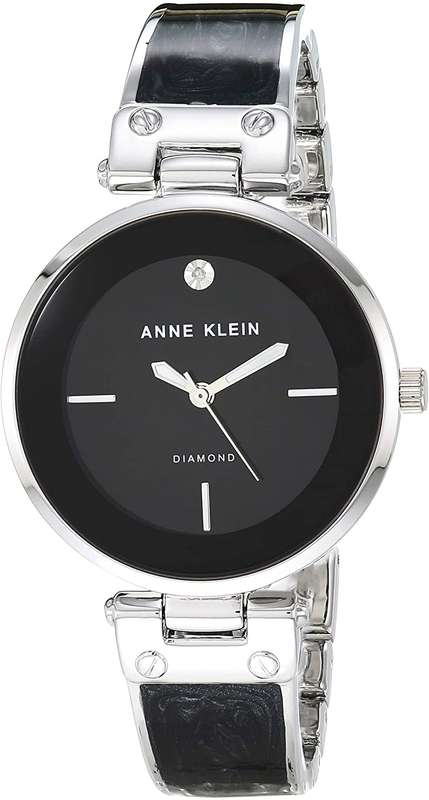 Anne Klein Women's Genuine Diamond Dial Bangle Watch AK/2513BKSV