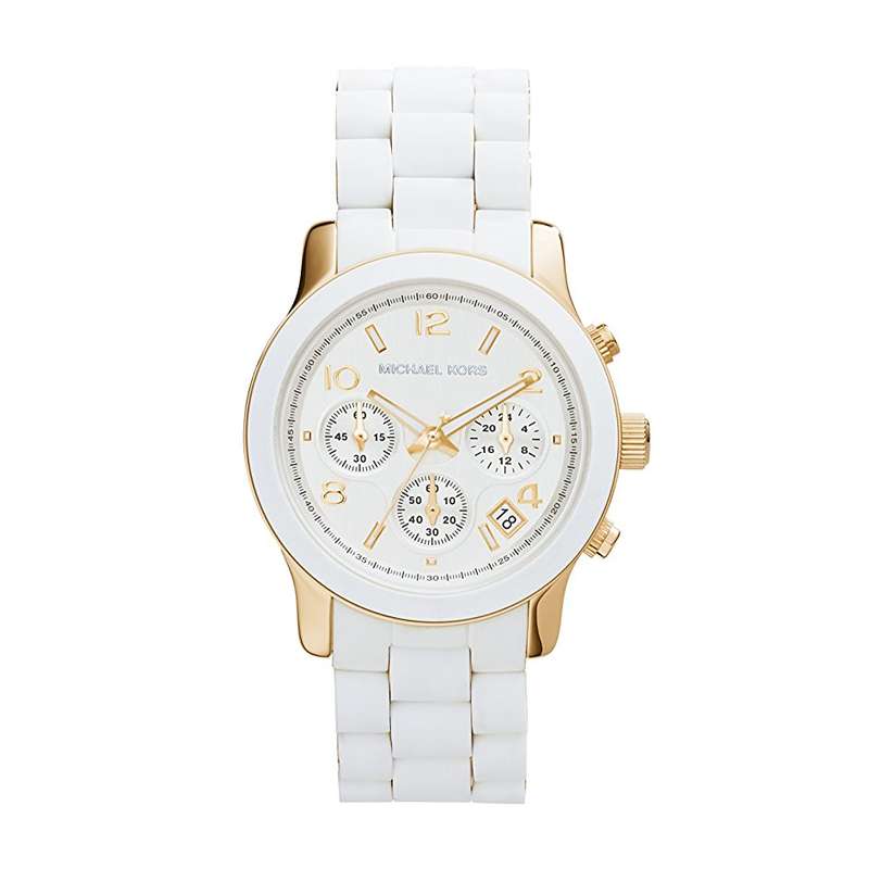 Michael Kors MK5145 Women's Two Tone Stainless Steel Quartz Chronograph White Dial Watch