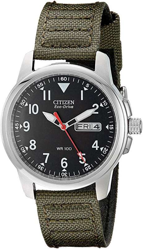 Citizen Men's BM8180-03E Eco-Drive Stainless Steel Watch with Green Canvas Band