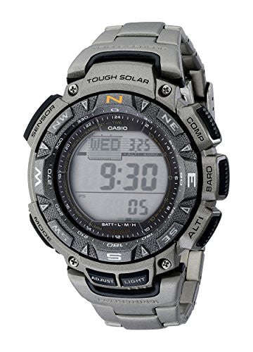 Casio Men's PAG240T-7 Pathfinder Triple-Sensor Stainless Steel Watch with Titanium Bracelet **FRE...