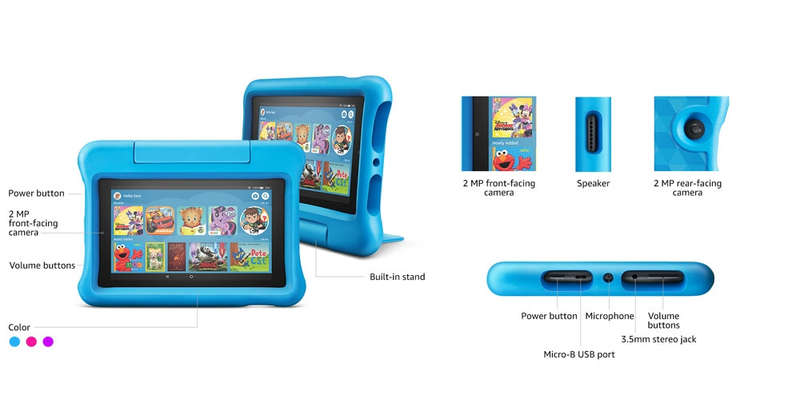 Fire 7 Kids Edition Tablet 16 GB, Blue Kids Case 9th generation 2019 release**FREE SHIPPING IN ST...