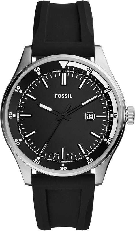 Fossil Men's Belmar FS5535 Black Dial Silicone Watch
