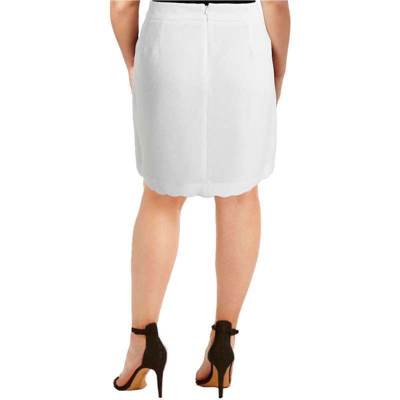 Tommy Hilfiger Womens Ivory Textured Scalloped A-Line Skirt 4**FREE SHIPPING IN STOCK**