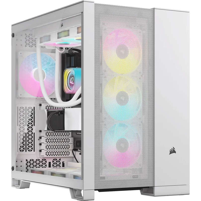 6500D Airflow White Tempered Glass Mid-Tower; 2x 3.5'' |  2x 2.5'' Drive Bays; Up to 360mm Radiat...