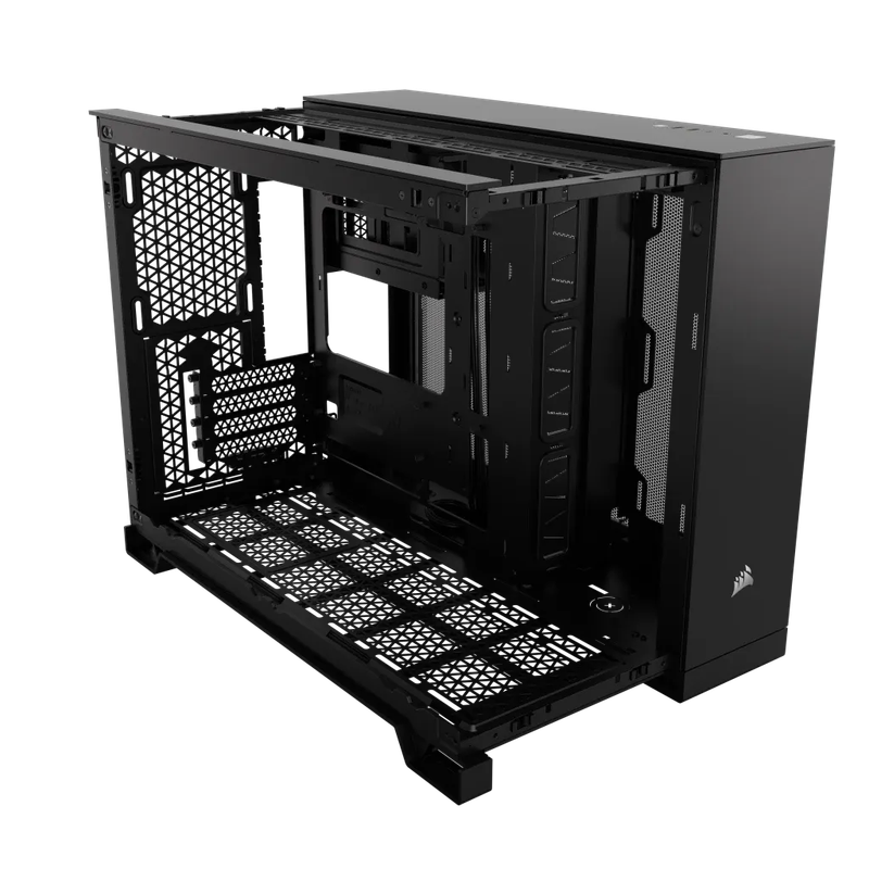 2500D Airflow Black Mid-Tower Dual Chamber PC Case; 2x 3.5'' |  2x 2.5'' Drive Bays; Up to 360mm ...