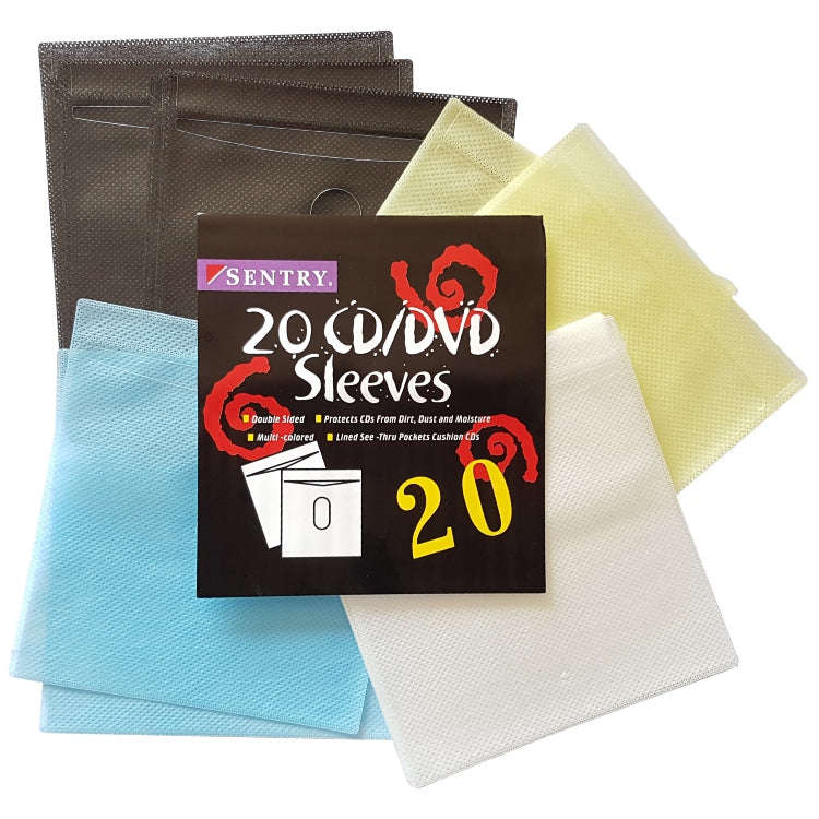 SENTRY DOUBLE SIDED CD DVD SLEEVES X 20