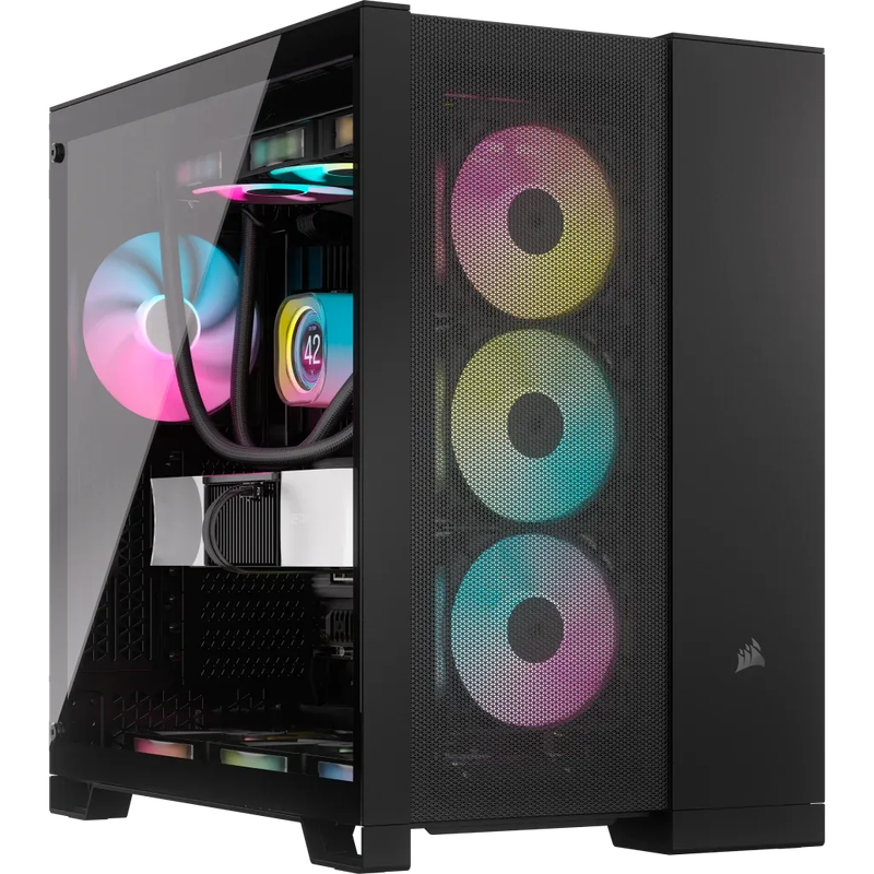 6500D Airflow Black Tempered Glass Mid-Tower; 2x 3.5'' |  2x 2.5'' Drive Bays; Up to 360mm Radiat...