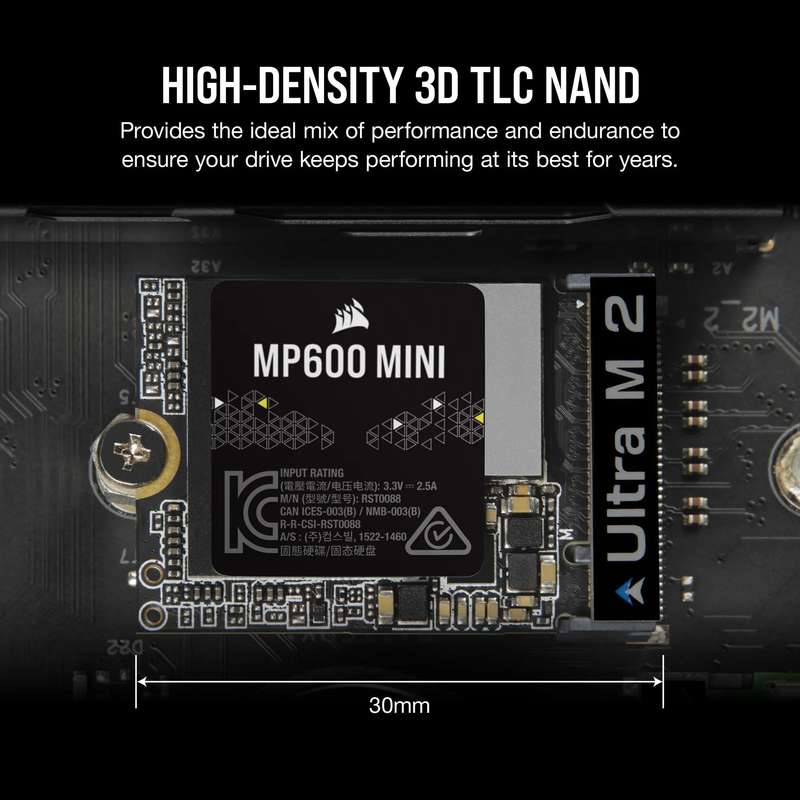 Corsair MP600 MINI 1TB M.2 NVMe PCIe Gen. 4 x4 SSD; Read Up To 4800MB/s; Write up to 4800MB/s
