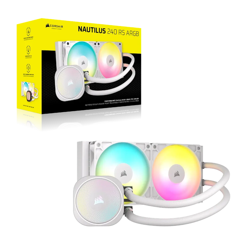 Corsair NAUTILUS 240 ARGB White; 240mm Radiator; Liquid CPU Cooler; Intel® LGA 1851/1700; AMD® ...