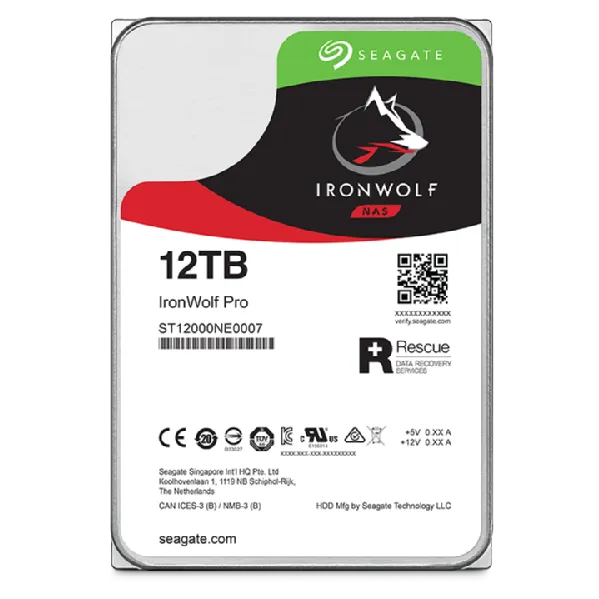 Seagate Ironwolf Pro ST12000NT001 12TB 3.5'' HDD NAS Drives 7200 RPM; SATA 6GB/s Interface; 256MB...