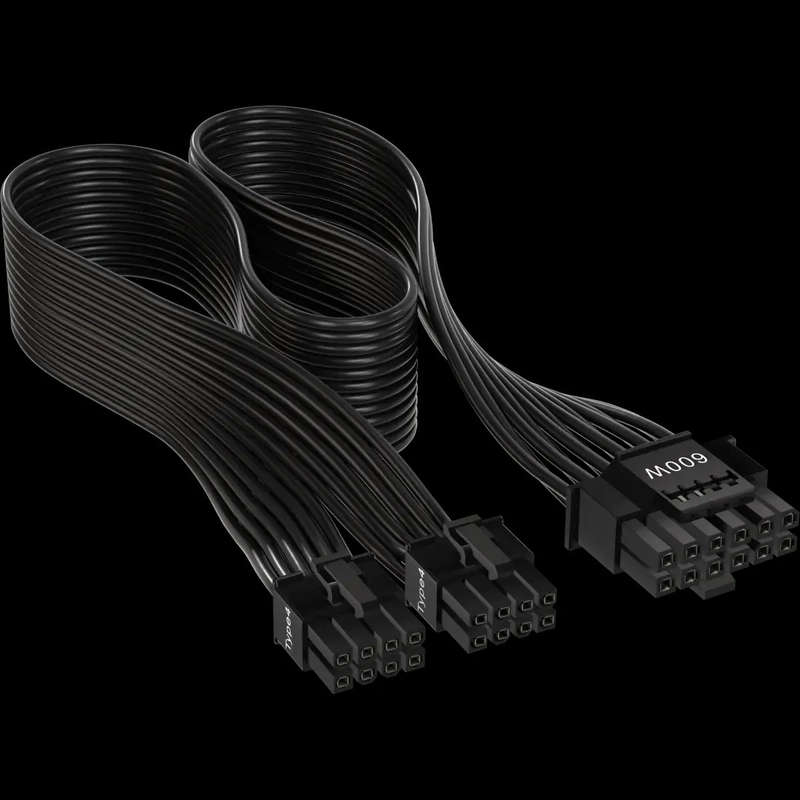 Corsair Premium Individually Sleeved 12+4pin PCIe Gen 5 12VHPWR 600W cable; Type 4; Black.