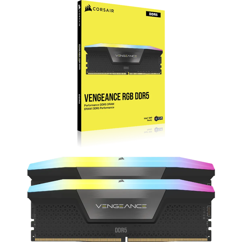 Corsair VENGEANCE® RGB 96GB (2 x 48GB) DDR5 DRAM 5600MHz C40 Memory Kit; 40-40-40-77; 1.25V Inte...