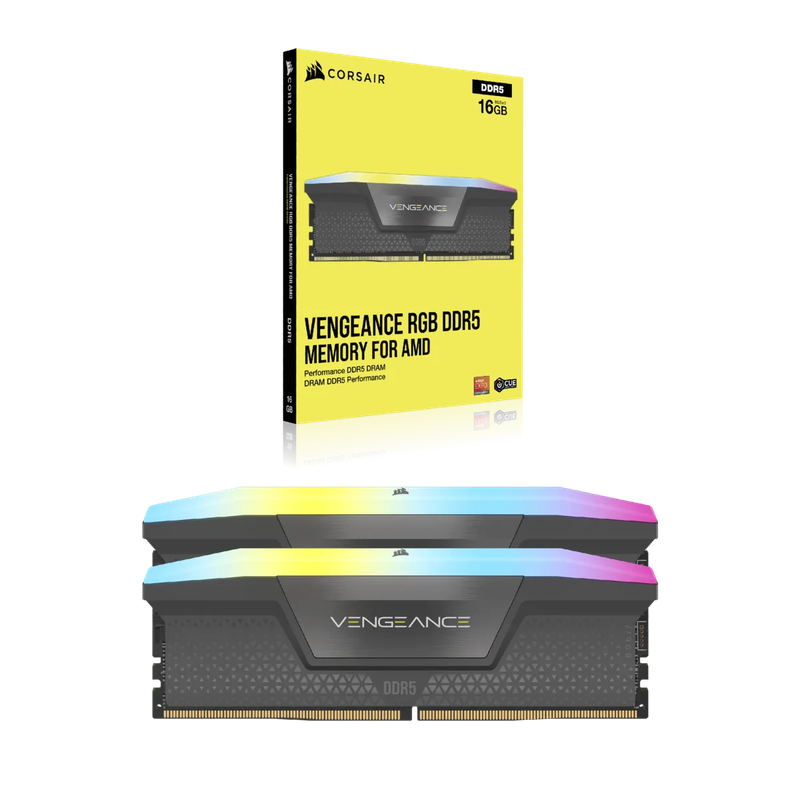 Corsair VENGEANCE RGB DDR5 64GB (2x32GB) DDR5 5200 CL40-40-40-77 1.25V AMD EXPO & Intel XMP - Grey.