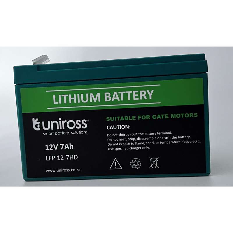 Uniross 12.8V 7Ah (89.6Wh) High Draw LiFEPO4  Battery | UR-BAT-LiFePO4-12-7HD
