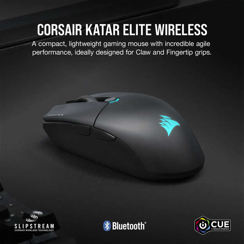Corsair KATAR ELITE Wireless Ultra-Light Gaming Mouse; 26000 DPI; Black.