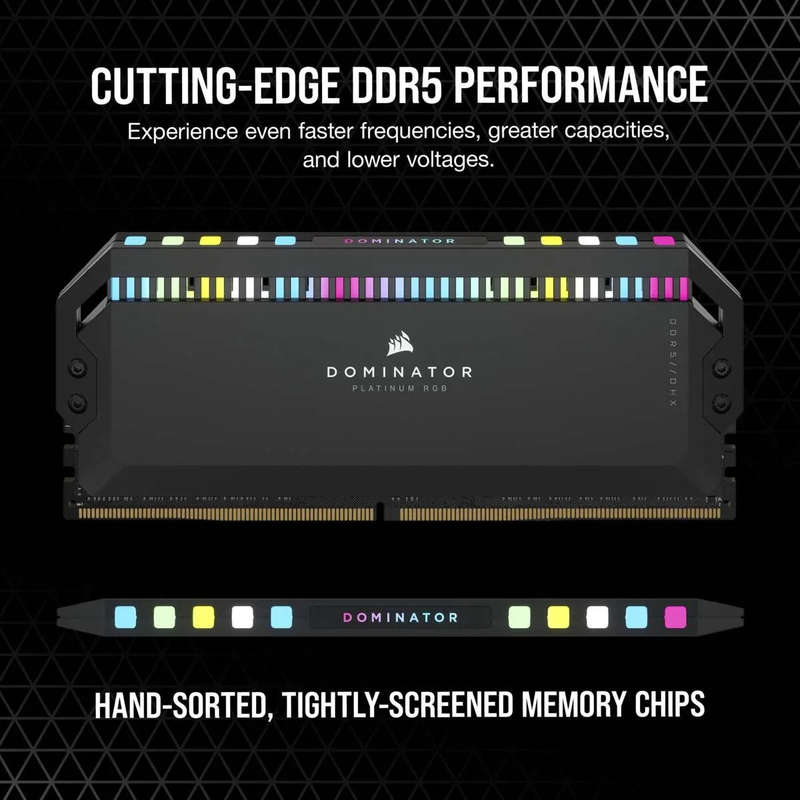 Corsair DOMINATOR RGB DDR5 32GB (2 x 16GB) DDR5 6400 CL32-40-40-84 1.40V Intel XMP - BLACK