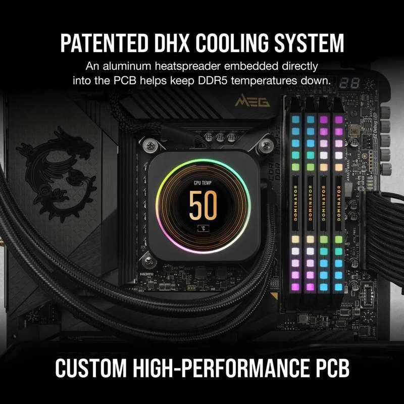 Corsair DOMINATOR RGB DDR5 32GB (2 x 16GB) DDR5 6400 CL32-40-40-84 1.40V Intel XMP - BLACK
