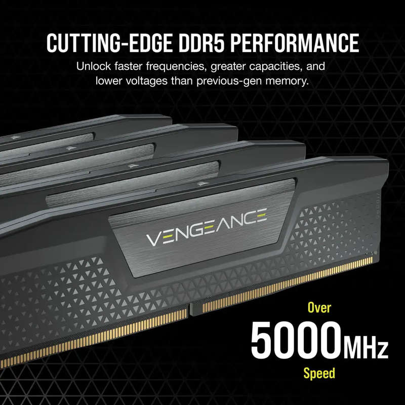 Corsair VENGEANCE DDR5 32GB (2 x 16GB) DDR5 7200 CL34-44-44-96 1.45V Intel XMP - BLACK