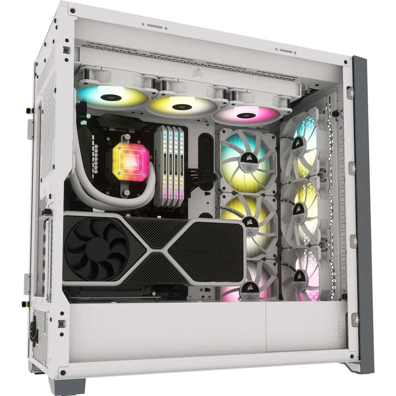 5000D RGB Airflow White Tempered Glass Mid Tower; 2x 3.5'' |  4x 2.5'' Drive Bays; Up to 360mm Ra...