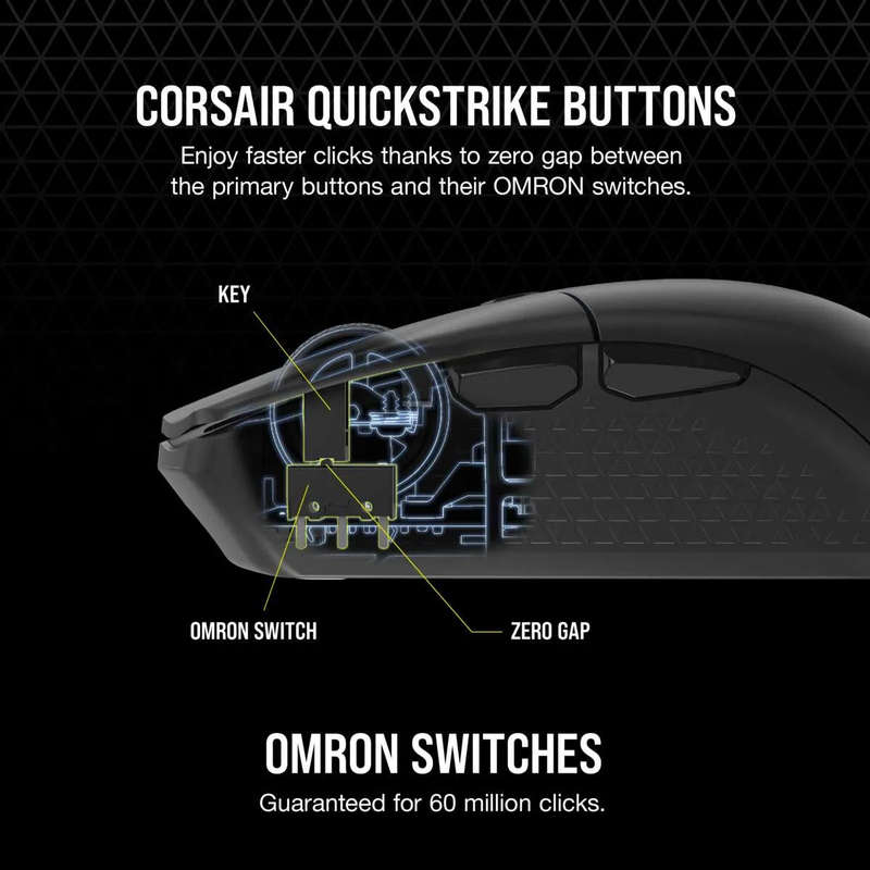 Corsair KATAR ELITE Wireless Ultra-Light Gaming Mouse; 26000 DPI; Black.