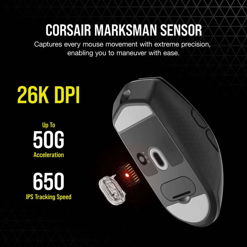 Corsair KATAR ELITE Wireless Ultra-Light Gaming Mouse; 26000 DPI; Black.