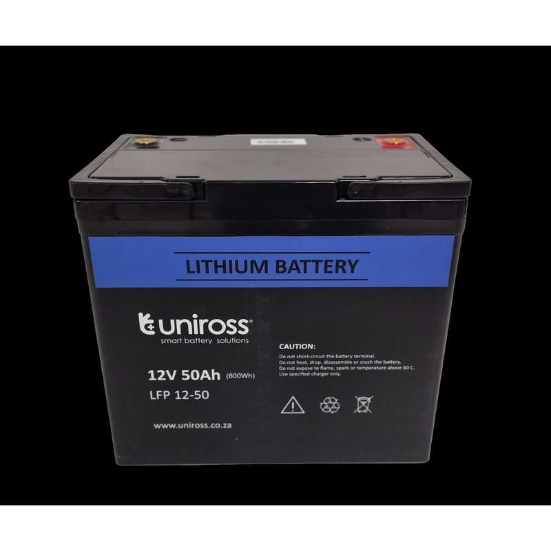 Uniross 12.8V 50Ah (640Wh) LiFEPO4 Battery | UR-BAT-LiFePO4-12-50