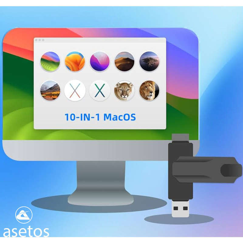 10-in-1 Mac OS X Bootable USB for High Sierra, El Capitan, Catalina, Monterey, Lion, Mountain Lio...