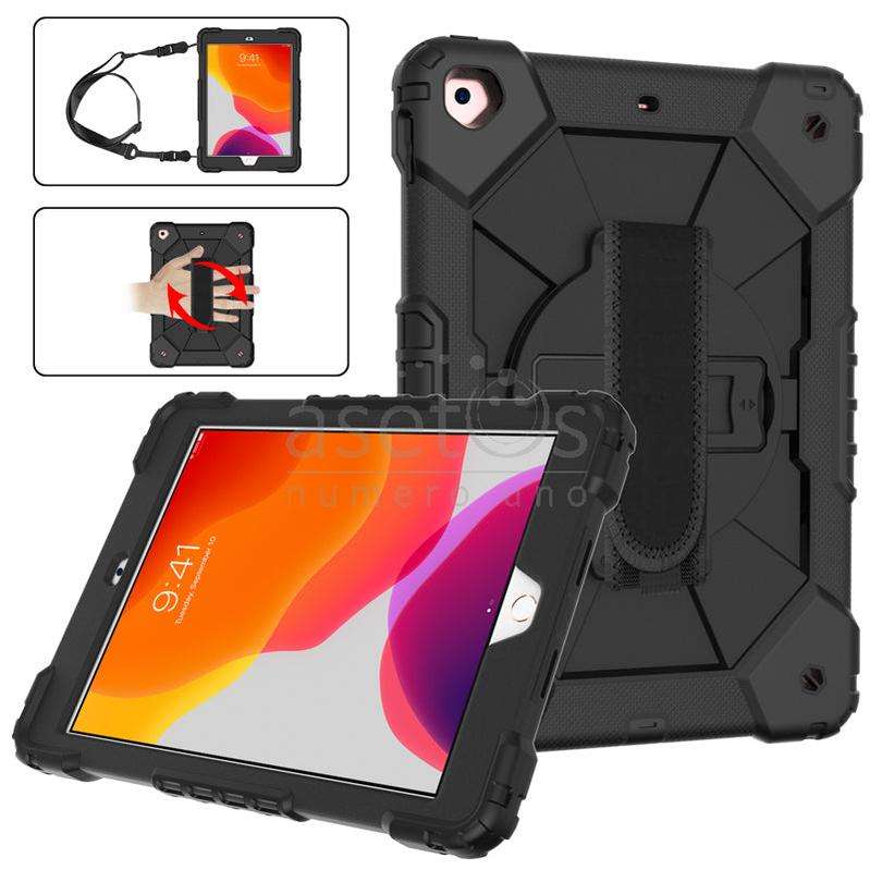 Dual Color Robot TPU Shock Absorbing Case with Shoulder Belt Grip Cover for iPad 10.2 2019/10.2 2...