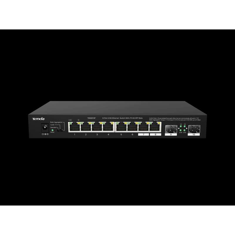 Tenda 8-Port 2.5G Ethernet Switch with 2x 2.5G SFP slots | TEM2010F