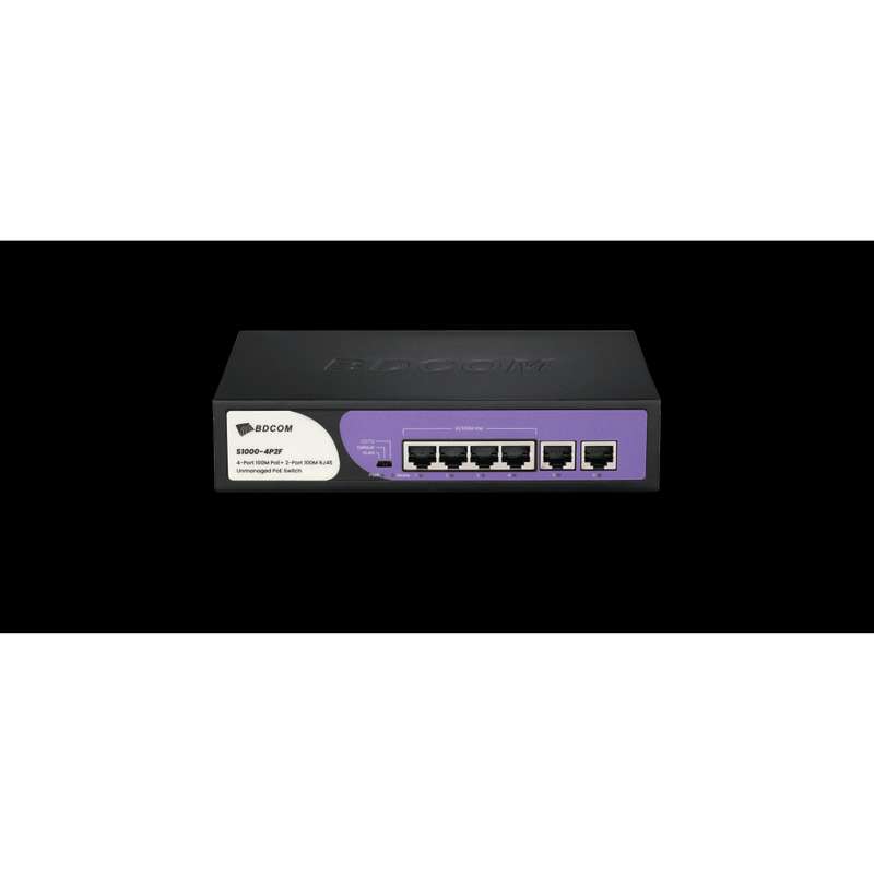 BDCOM 4-Port 100M Unmanaged PoE Switch (4-Port PoE + 2-Port 100M RJ45) 60W PoE Budget