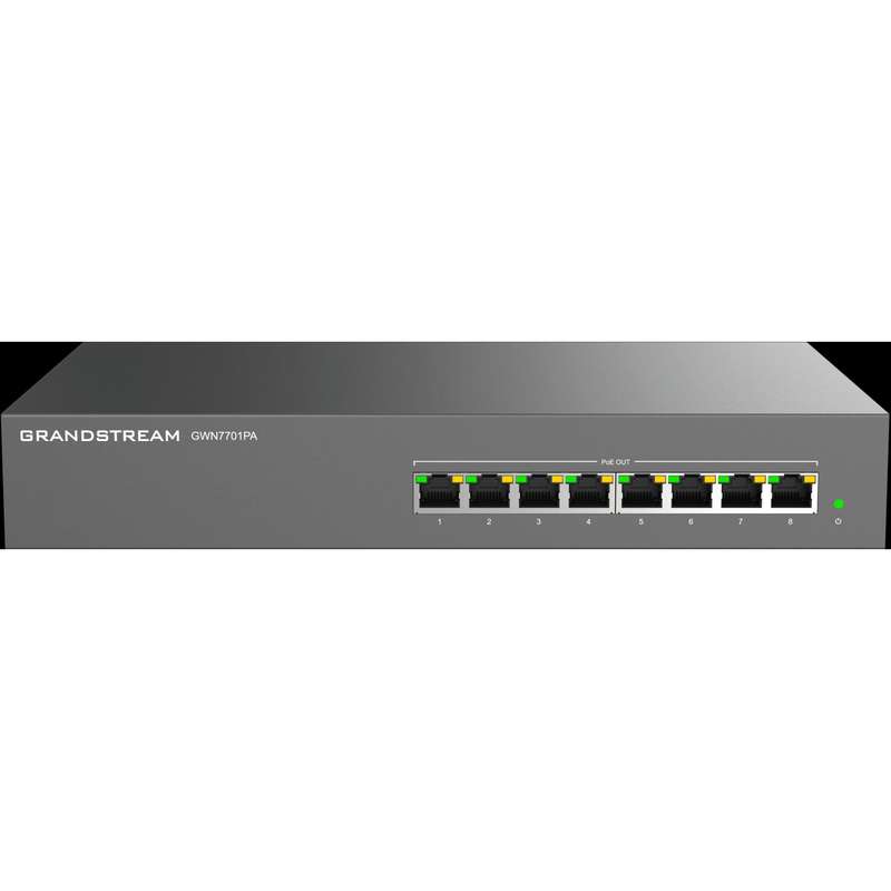 Grandstream Enterprise 8 port Unmanaged GbE PoE Switch - 145W | GWN7701PA