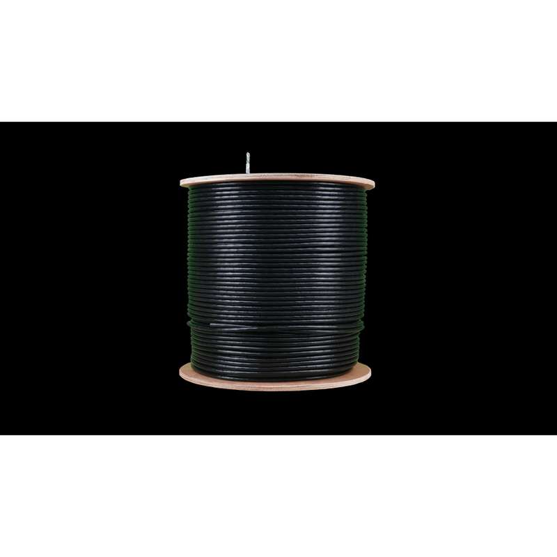 Acconet CAT5e Solid Copper 500m Roll UV Protected Outdoor SF/TP Cable Black | CAT5U-500-SC