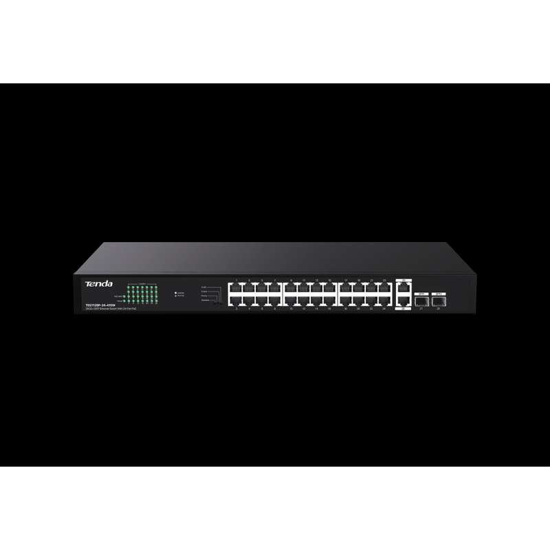 Tenda 24 Gigabit PoE ports, 2 uplink Gigabit RJ45 ports, 2 SFP ports | TEG1128P-24-410W